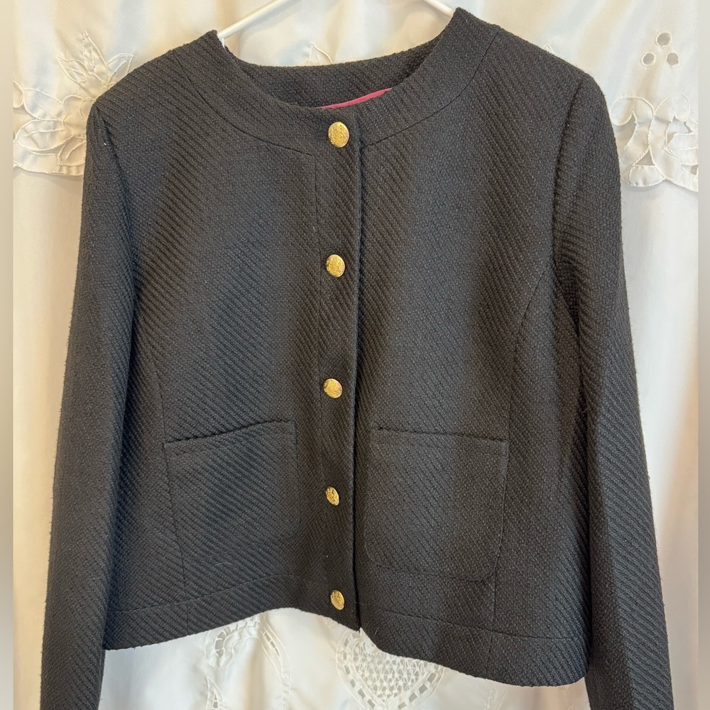 J. Crew Black Short Jacket with Gold Buttons